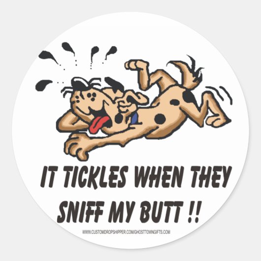 笑い犬1 ラウンドシール (正面)