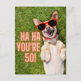 笑い犬50番誕生日葉書 ポストカード