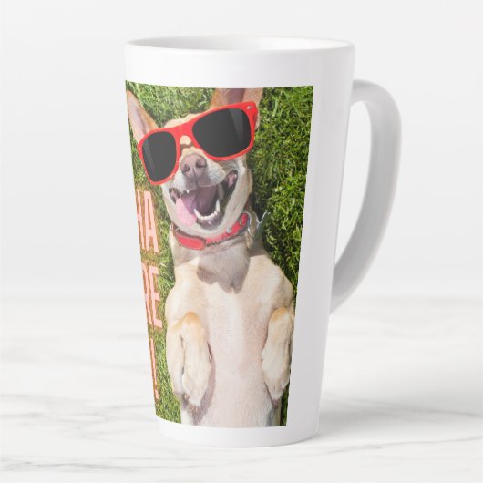 笑い犬50th誕生日   カフェラテマグ (右アングル)