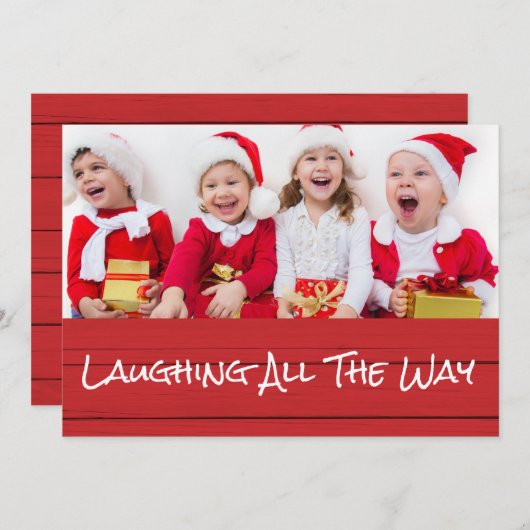 笑い続けるクリスマス・フォトカード シーズンカード (正面/裏面)