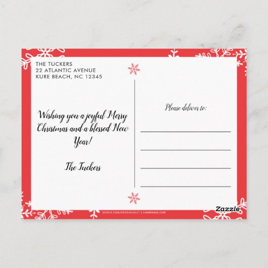 笑い続けるメリークリスマスレッド写真 ポストカード (裏面)