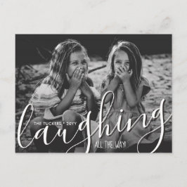 笑い続けるメリークリスマスレッド写真 ポストカード