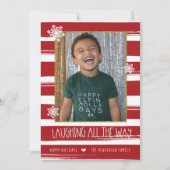 笑い続ける写真クリスマスカード 招待状 (正面)