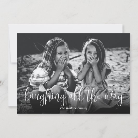 笑い続ける写真クリスマス シーズンカード (正面)