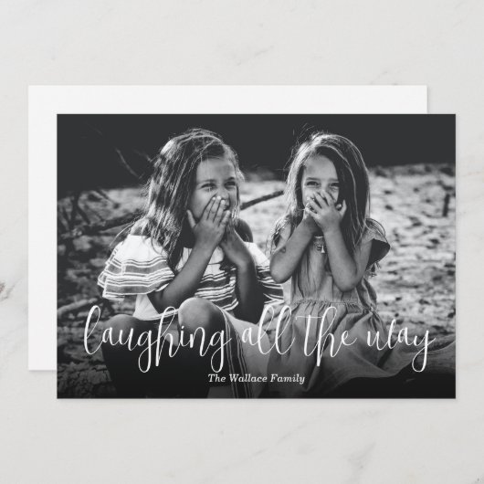 笑い続ける写真クリスマス シーズンカード (正面/裏面)