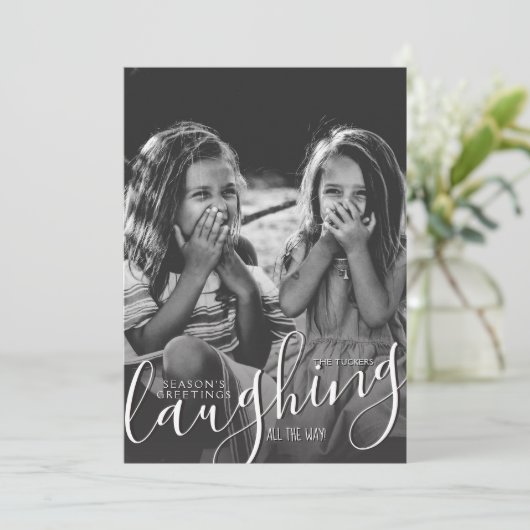 笑い転げる金ゴールド季節のごあいさつ写真 シーズンカード (スタンド正面)