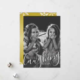 笑い転げる金ゴールド季節のごあいさつ写真 シーズンカード