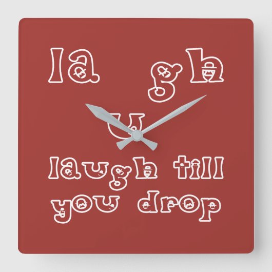 笑い過ぎて倒れる スクエア壁時計 (正面)