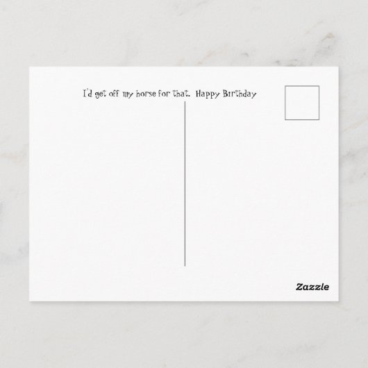 笑い馬おもしろい誕生日ユーモアカード ポストカード (裏面)