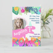 笑い鮮やか声の女の子の誕生日パーティー 招待状 (スタンド正面)