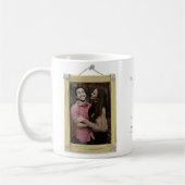 笑い、愛、永遠にカップルのバレンタイン写真 コーヒーマグカップ (左)