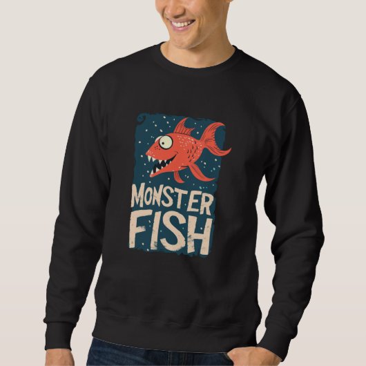 笑うおもしろい化け物の魚の衣装 スウェットシャツ (正面)