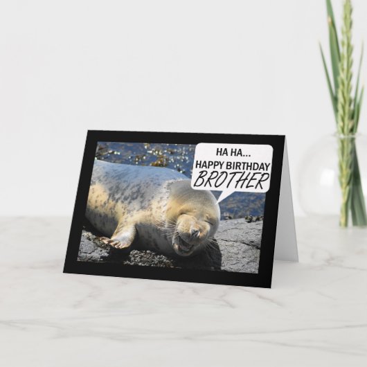 笑うアザラシの子が付いている兄弟のバースデー・カード カード (正面)
