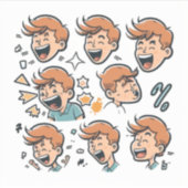 笑うアニメキャラクターのグループのためのステッカー シール (正面)