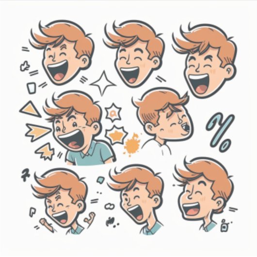 笑うアニメキャラクターのグループのためのステッカー シール (正面)