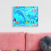 笑うイルカの包まれたキャンバス キャンバスプリント (インサイチュ (リビング))