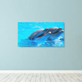 笑うイルカ キャンバスプリント (インサイチュ (ウッドフロア))