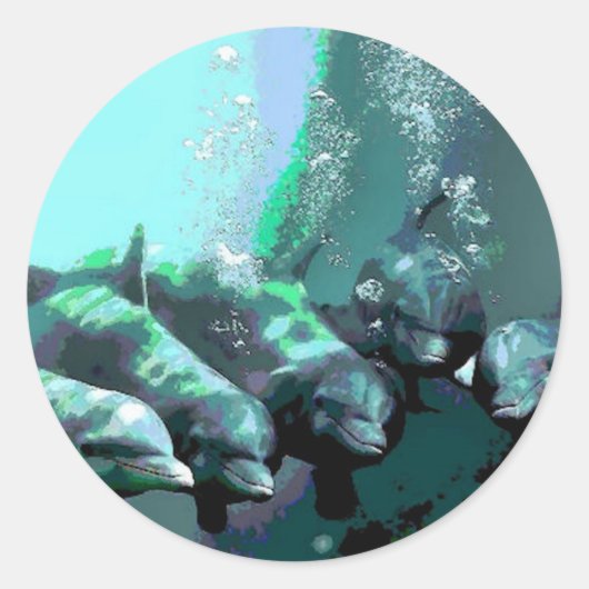 笑うイルカ ラウンドシール (正面)