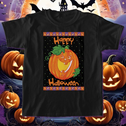 笑うカボチャかわいいハロウィンガール Tシャツ