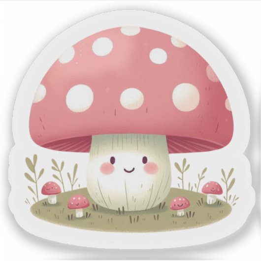 笑うキノコ シール (正面)
