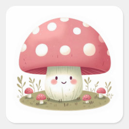 笑うキノコ スクエアシール