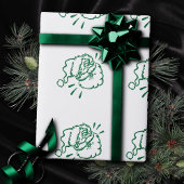 笑うグリーンサンタクロースモダンスパークルホリデー ラッピングペーパー