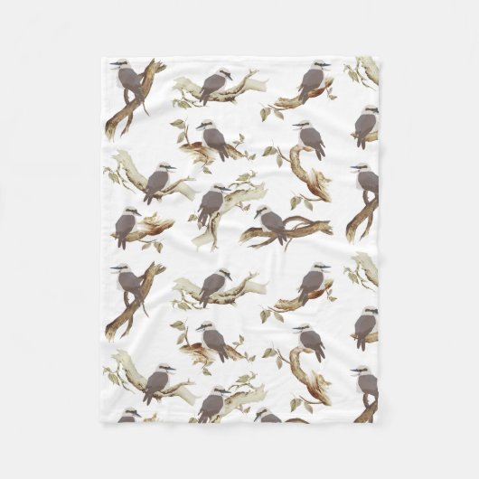 笑うコカブルラオーストラリアの鳥ユーカリ フリースブランケット (正面)