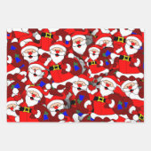笑うサンタと笑顔のクロース柄 ラッピングペーパーシート (正面3)