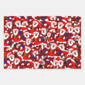笑うサンタと笑顔のクロース柄 ラッピングペーパーシート (正面)