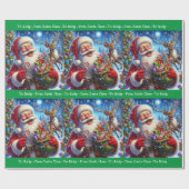 笑うサンタクロースに男の子の名前を追加クリスマス ラッピングペーパー (フラット)