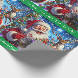 笑うサンタクロースに男の子の名前を追加クリスマス ラッピングペーパー