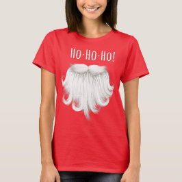 "笑うサンタクロースのおもしろいな白いひげHo ho ho " Tシャツ