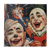 笑うサーカスピエロと警察、ヴィンテージユーモア タイル (正面)