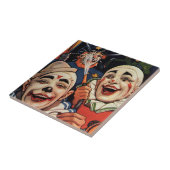 笑うサーカスピエロと警察、ヴィンテージユーモア タイル (側面)