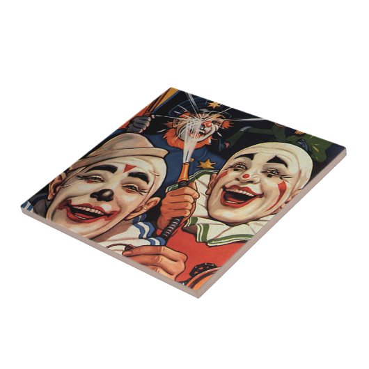 笑うサーカスピエロと警察、ヴィンテージユーモア タイル (側面)