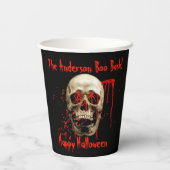 笑うスカルブラックアンドレッドハローウィンパーティ 紙コップ (裏面)