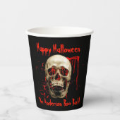 笑うスカルブラックアンドレッドハローウィンパーティ 紙コップ (正面)