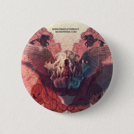 笑うスカルボタン 缶バッジ (正面)