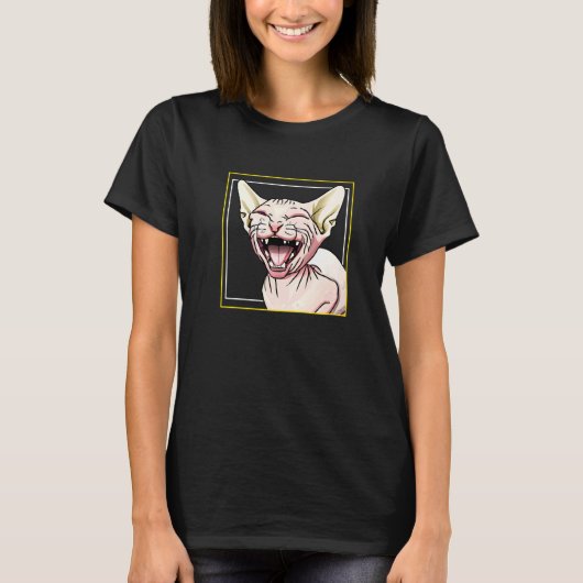 笑うスフィンクス猫 Tシャツ (正面)