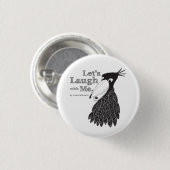 笑うハシビロコウ　黒 缶バッジ (正面&裏面)