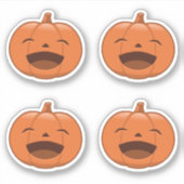 笑うハロウィーンのカボチャ、4のセット シール (正面)