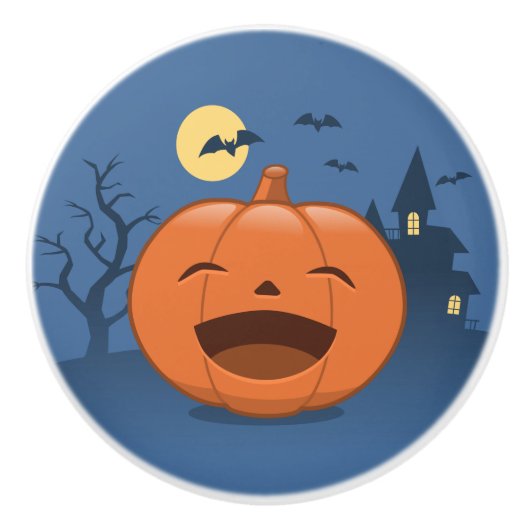 笑うハロウィーンカボチャ セラミックノブ (正面)