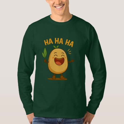 笑うポテトの長袖Tシャツ Tシャツ (正面)