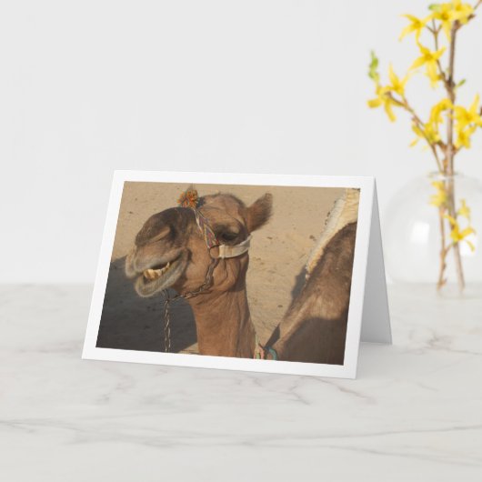 笑うラクダ カード (黄色い花)
