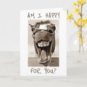 笑うロバがあなたを幸せにする=おめでとう カード (黄色い花)