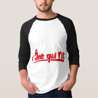 笑うロバ フランス語テキストロゴ Tシャツ