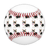 笑う三色ウェルシュコーギー漫画 野球ボール (裏面)