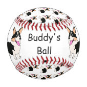 笑う三色ウェルシュコーギー漫画 野球ボール (正面)