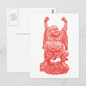 笑う仏(赤い) ポストカード (正面/裏面)