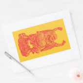 笑う仏（赤） 長方形シール (封筒)